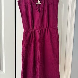 Purple muslin drawstring dress
